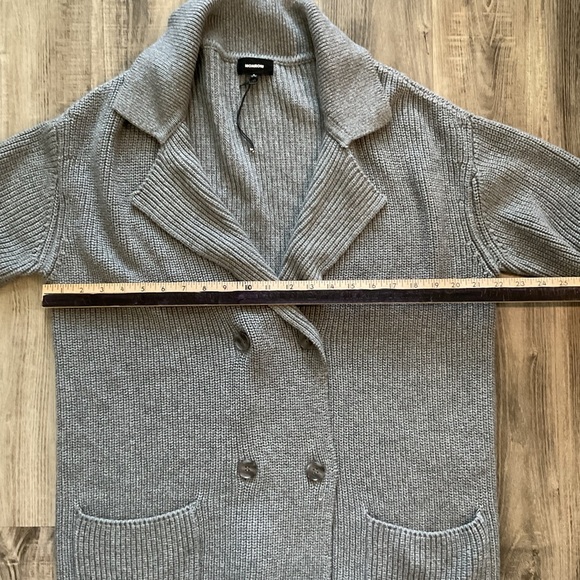 MONROW Double Breasted Knit cardigan blazer sweater women’s S Gray OldMoney $285 - Picture 5 of 6